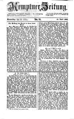 Kemptner Zeitung Donnerstag 13. April 1865