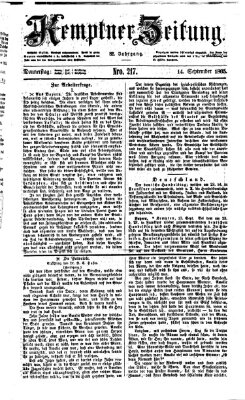 Kemptner Zeitung Donnerstag 14. September 1865
