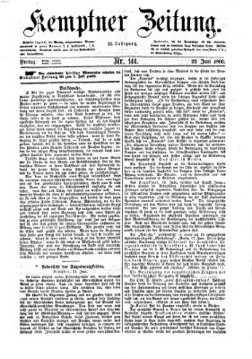 Kemptner Zeitung Freitag 22. Juni 1866
