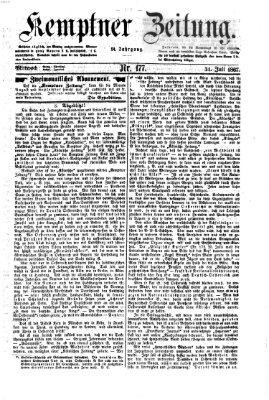 Kemptner Zeitung Mittwoch 31. Juli 1867