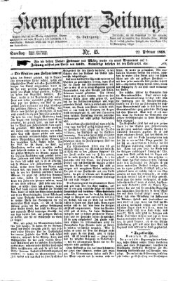 Kemptner Zeitung Samstag 22. Februar 1868