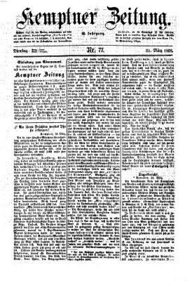 Kemptner Zeitung Dienstag 31. März 1868