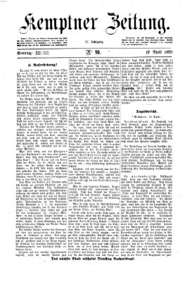 Kemptner Zeitung Sonntag 17. April 1870