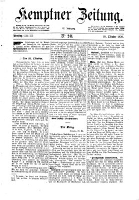 Kemptner Zeitung Dienstag 18. Oktober 1870