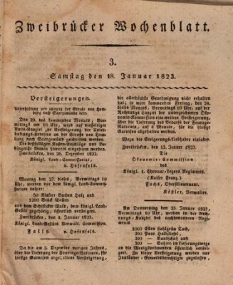 Zweibrücker Wochenblatt Samstag 18. Januar 1823