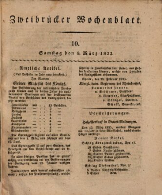 Zweibrücker Wochenblatt Samstag 8. März 1823