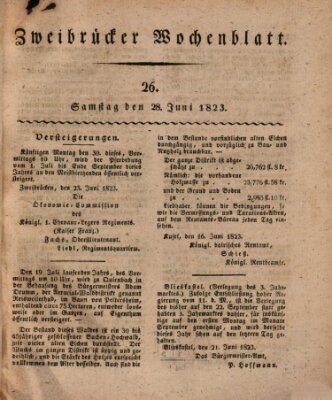 Zweibrücker Wochenblatt Samstag 28. Juni 1823