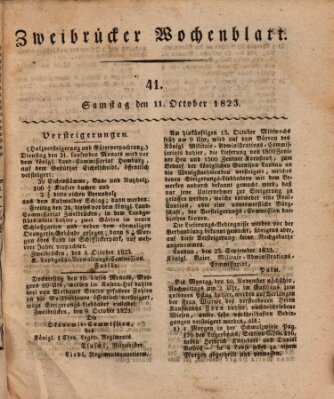 Zweibrücker Wochenblatt Samstag 11. Oktober 1823
