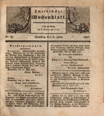 Zweibrücker Wochenblatt Samstag 9. Juni 1827