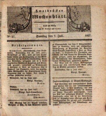 Zweibrücker Wochenblatt Samstag 7. Juli 1827