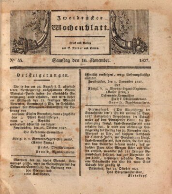 Zweibrücker Wochenblatt Samstag 10. November 1827