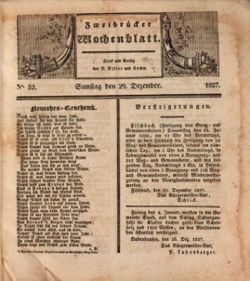 Zweibrücker Wochenblatt Samstag 29. Dezember 1827