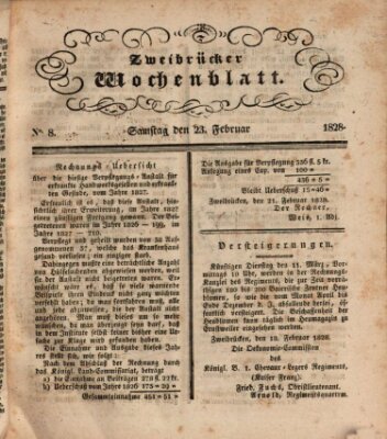 Zweibrücker Wochenblatt Samstag 23. Februar 1828