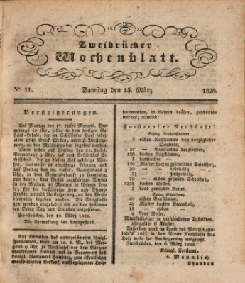 Zweibrücker Wochenblatt Samstag 15. März 1828