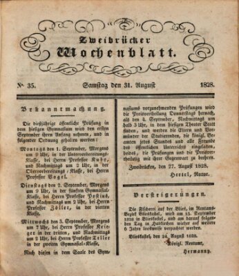 Zweibrücker Wochenblatt Sonntag 31. August 1828