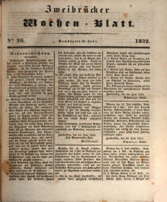 Zweibrücker Wochenblatt Samstag 30. Juni 1832