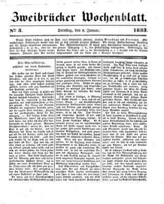 Zweibrücker Wochenblatt Dienstag 8. Januar 1833