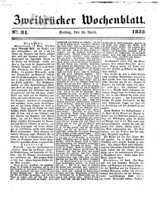 Zweibrücker Wochenblatt Freitag 26. April 1833