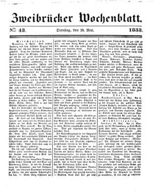 Zweibrücker Wochenblatt Dienstag 28. Mai 1833
