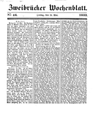Zweibrücker Wochenblatt Freitag 31. Mai 1833