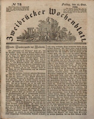 Zweibrücker Wochenblatt Freitag 12. September 1834