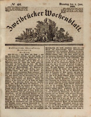 Zweibrücker Wochenblatt Dienstag 9. Juni 1835