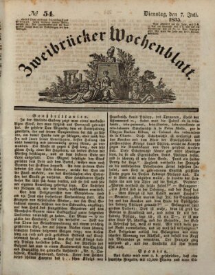 Zweibrücker Wochenblatt Dienstag 7. Juli 1835
