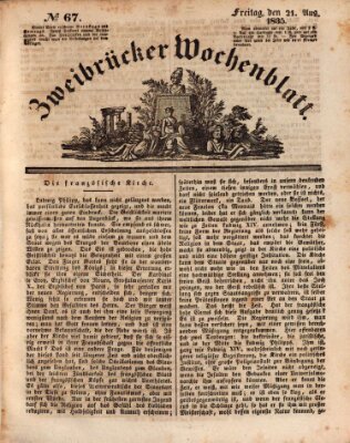 Zweibrücker Wochenblatt Freitag 21. August 1835