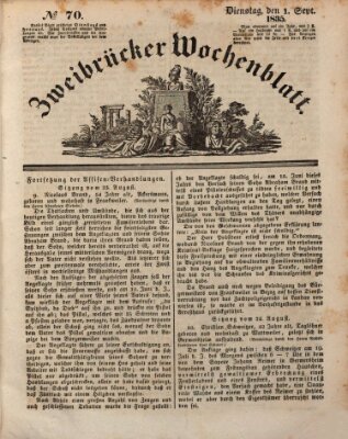 Zweibrücker Wochenblatt Dienstag 1. September 1835