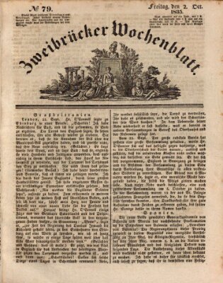 Zweibrücker Wochenblatt Freitag 2. Oktober 1835