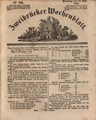 Zweibrücker Wochenblatt Dienstag 17. November 1835