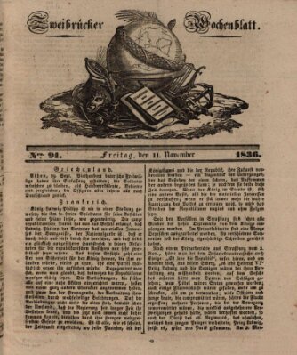 Zweibrücker Wochenblatt Freitag 11. November 1836