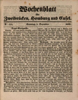 Wochenblatt für Zweibrücken, Homburg und Cusel (Zweibrücker Wochenblatt) Sonntag 1. Dezember 1839
