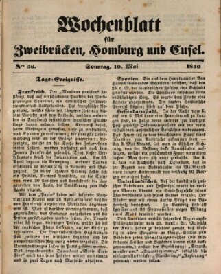 Wochenblatt für Zweibrücken, Homburg und Cusel (Zweibrücker Wochenblatt) Sonntag 10. Mai 1840