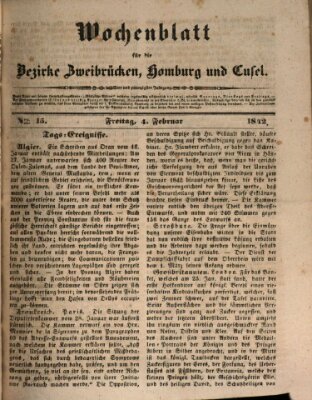 Wochenblatt für die Bezirke Zweibrücken, Homburg und Cusel (Zweibrücker Wochenblatt) Freitag 4. Februar 1842
