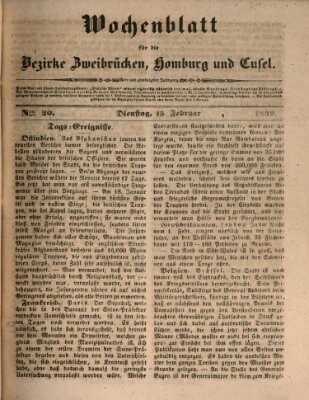 Wochenblatt für die Bezirke Zweibrücken, Homburg und Cusel (Zweibrücker Wochenblatt) Dienstag 15. Februar 1842