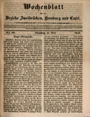 Wochenblatt für die Bezirke Zweibrücken, Homburg und Cusel (Zweibrücker Wochenblatt) Dienstag 17. Mai 1842