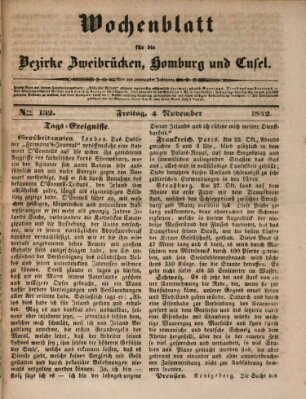 Wochenblatt für die Bezirke Zweibrücken, Homburg und Cusel (Zweibrücker Wochenblatt) Freitag 4. November 1842