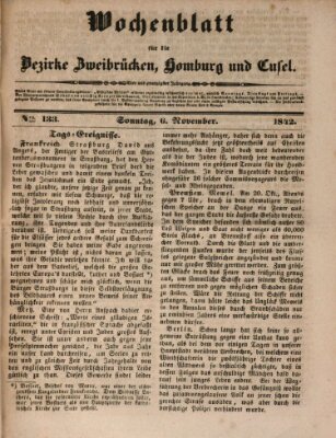 Wochenblatt für die Bezirke Zweibrücken, Homburg und Cusel (Zweibrücker Wochenblatt) Sonntag 6. November 1842