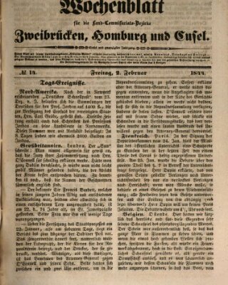 Wochenblatt für die Land-Commissariats-Bezirke Zweibrücken, Homburg und Cusel (Zweibrücker Wochenblatt) Freitag 2. Februar 1844