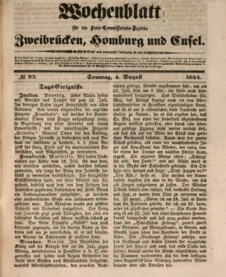 Wochenblatt für die Land-Commissariats-Bezirke Zweibrücken, Homburg und Cusel (Zweibrücker Wochenblatt) Sonntag 4. August 1844