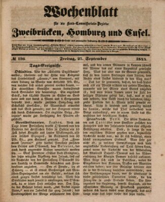 Wochenblatt für die Land-Commissariats-Bezirke Zweibrücken, Homburg und Cusel (Zweibrücker Wochenblatt)