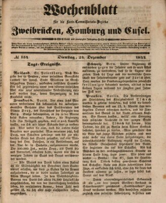 Wochenblatt für die Land-Commissariats-Bezirke Zweibrücken, Homburg und Cusel (Zweibrücker Wochenblatt) Dienstag 24. Dezember 1844