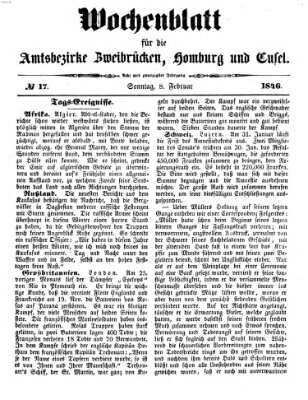 Wochenblatt für die Amtsbezirke Zweibrücken, Homburg und Cusel (Zweibrücker Wochenblatt) Sonntag 8. Februar 1846