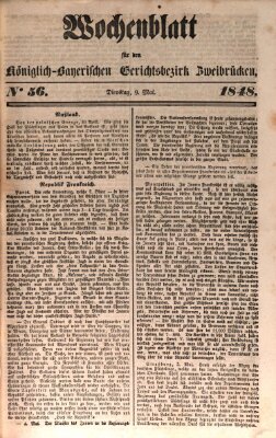 Wochenblatt für den Königlich-Bayerischen Gerichtsbezirk Zweibrücken (Zweibrücker Wochenblatt) Dienstag 9. Mai 1848