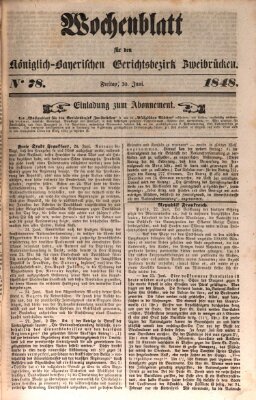 Wochenblatt für den Königlich-Bayerischen Gerichtsbezirk Zweibrücken (Zweibrücker Wochenblatt)