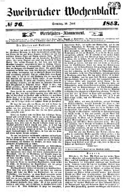 Zweibrücker Wochenblatt Sonntag 26. Juni 1853