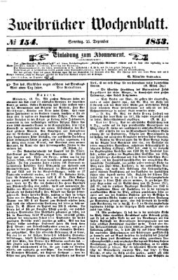 Zweibrücker Wochenblatt Sonntag 25. Dezember 1853