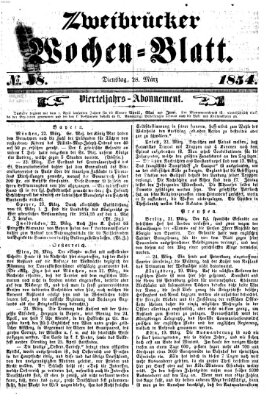 Zweibrücker Wochenblatt Dienstag 28. März 1854