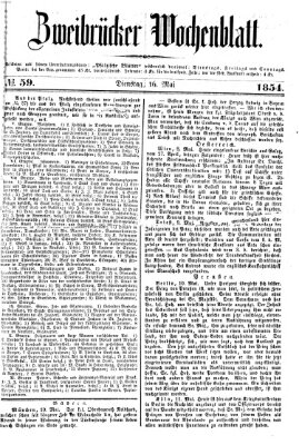 Zweibrücker Wochenblatt Dienstag 16. Mai 1854